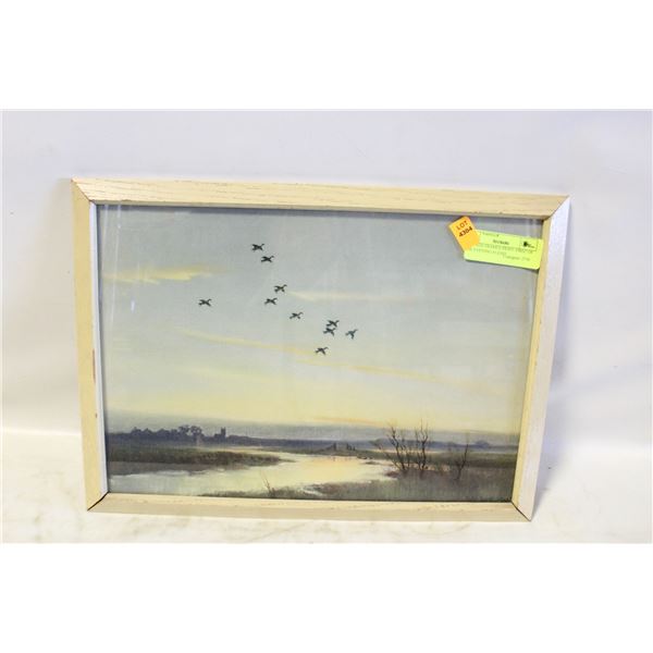 VINTAGE FRAMED PRINT- FIRST OF THE EVENING FLIGHT