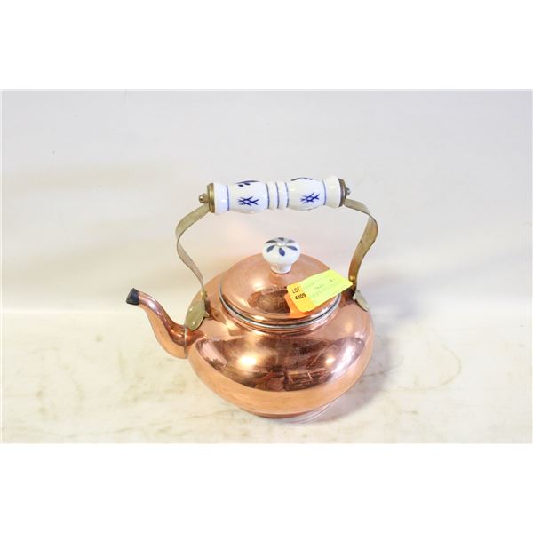 MCM COPPER KETTLE W/ CERAMIC HANDLE