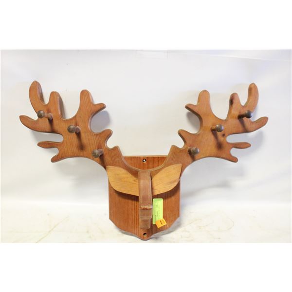 VINTAGE RUSTIC WOOD MOOSE HEAD COAT