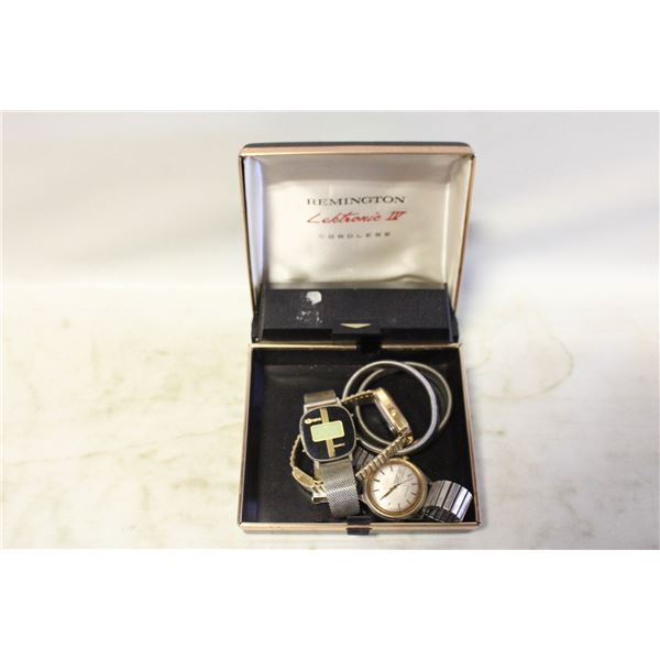 ESTATE BOX WIND UP & LED WATCHES & PAIR OF