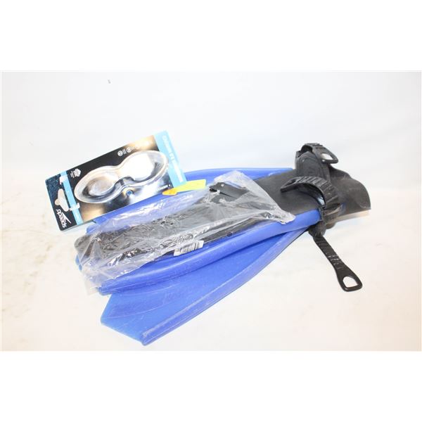 US DIVER FINNS MEDIUM 6-10 + SWIMMING GOGGLES &