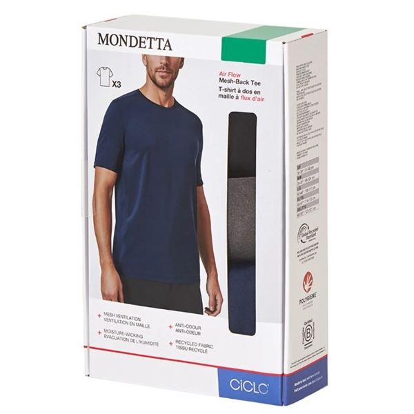NEW MONDETTA AIR FLOW MESH-BACK TEE 3 PACK SZ LRG