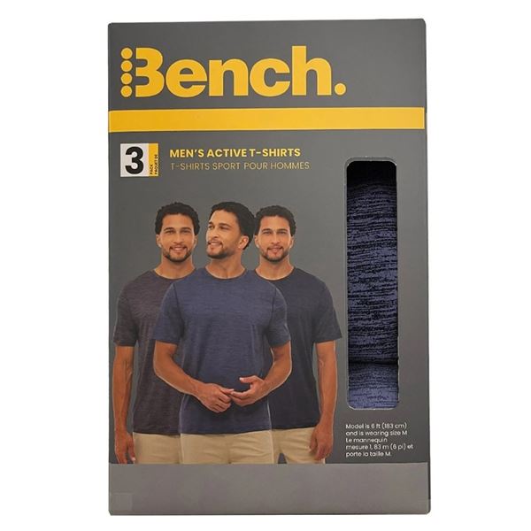 NEW BENCH MEN'S ACTIVE QUICK DRY T SHIRTS 3 PACK