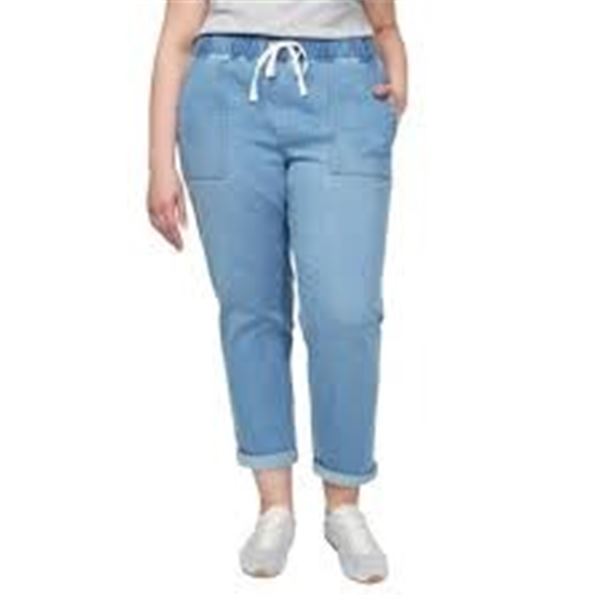 BUFFALO WOMENS DRAWSTRING JEANS LIGHT BLUE SIZE SM