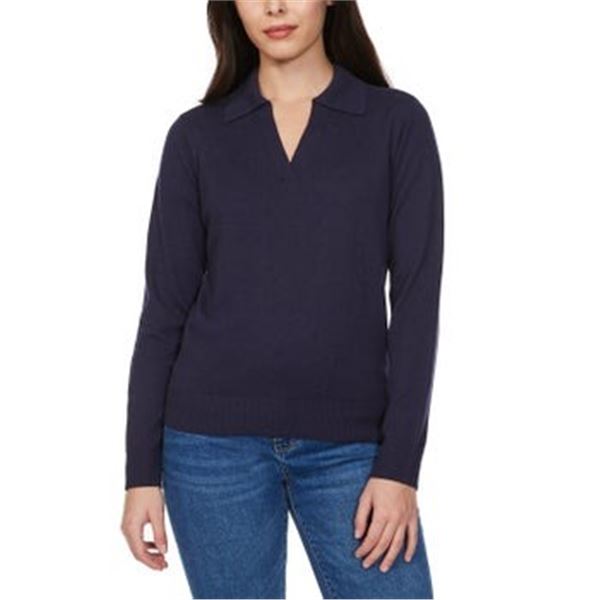 NEW LOFT WOMENS MEDIUM V-NECK SWEATER, NAVY BLUE