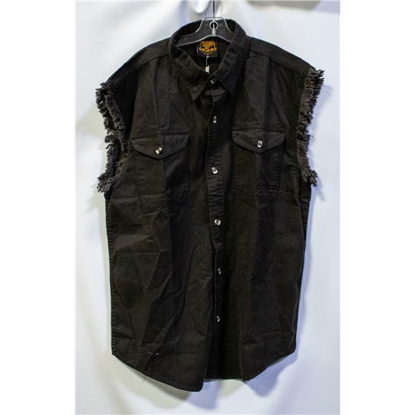 NEW MILWAUKEE APPAREL DENIM BUTTON UP VEST BROWN
