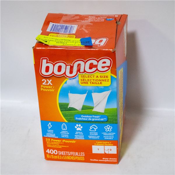 BOX OF BOUNCE DRYER SHEETS OUTDOOR FRESH SCENT
