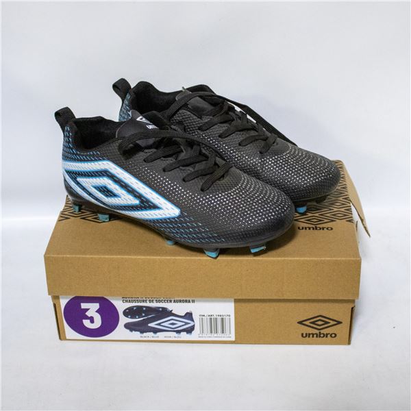 UMBRO KIDS AURORA SOCCER CLEATS BLACK & BLUE SZ 3