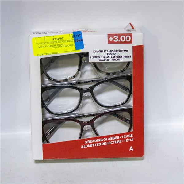 3 PACK 2 FOSTER GRANT DESIGN OPTICS +3.00 READING