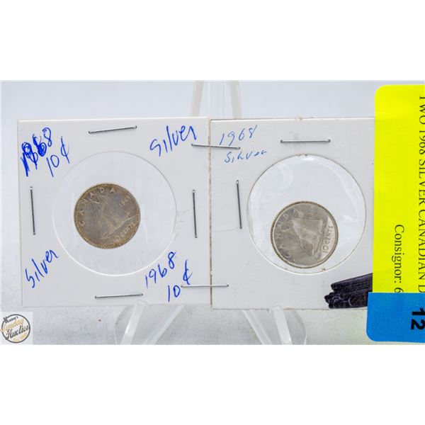 TWO 1968 SILVER CANADIAN DIMES