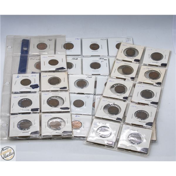 COLLECTION OF CANADIAN PENNIES 1937- ETC