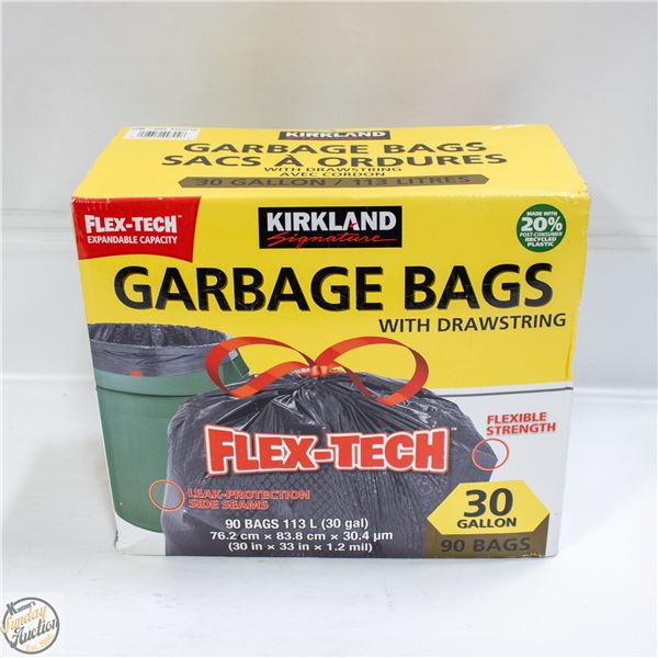 KIRKLAND GARBAGE BAGS WITH DRAWSTRING 30G / 113L
