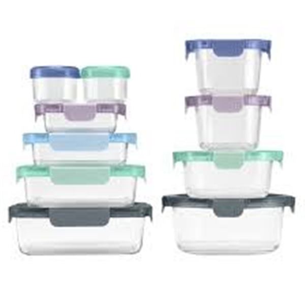 NEW 20 PIECE ELLO GLASS FOOD STORAGE SET WITH AIR