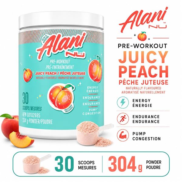 ALANI NU JUICY PEACH PRE-WORKOUT 30 SERV BB 06/26