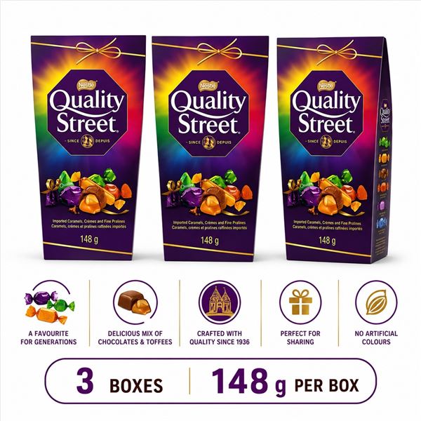 3 NESTLE QUALITY STREET BOXES 148G BB 05/26