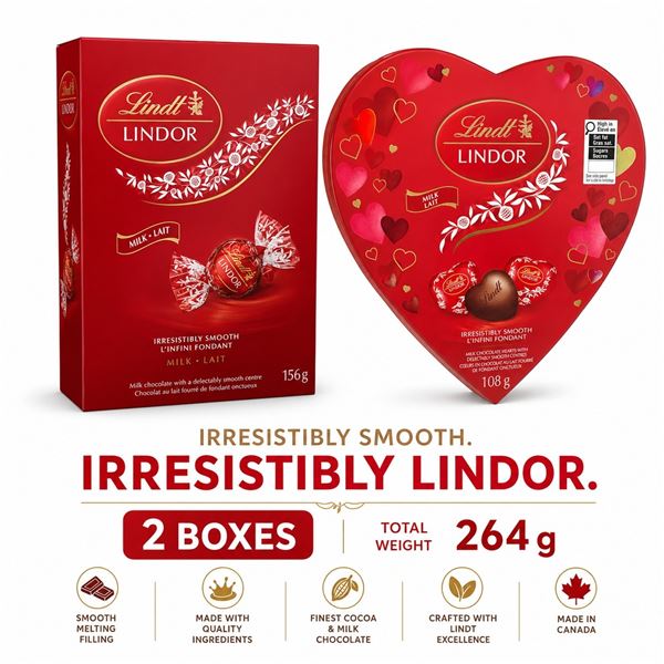 LINDT LINDOR MILK CHOCOLATE BOXES 264G BB 06/26