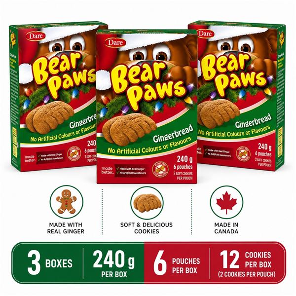 3 DARE BEAR PAWS GINGERBREAD 240G BB 08/26