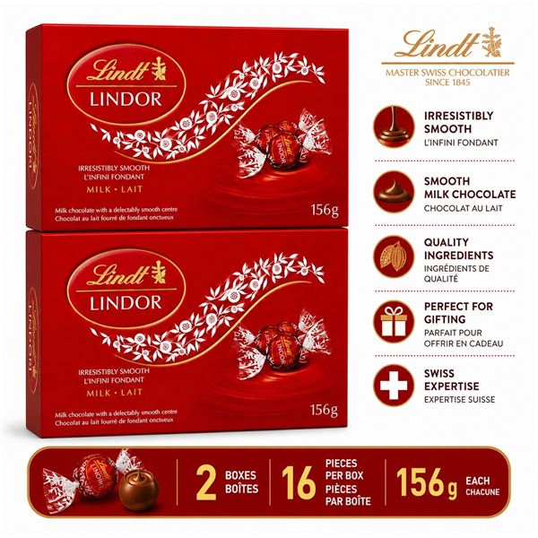 2 LINDT LINDOR MILK CHOCOLATE 156G BB 04/26