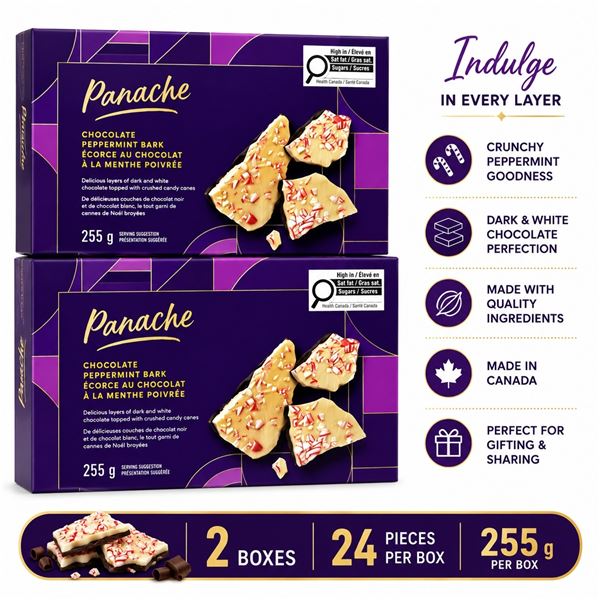 2 PANACHE CHOCOLATE PEPPERMINT BARK 255G BB 10/26
