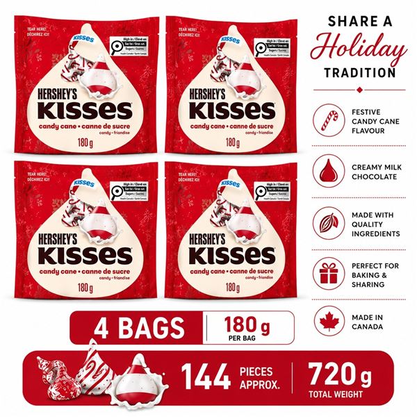 4 HERSHEYS KISSES CANDY CANE 180G BB 06/26