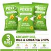 Image 1 : 3 POKKO CREAMY DILL RICE & CHICKPEA CHIPS BB