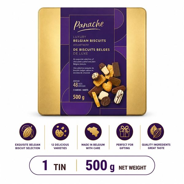 PANACHE BELGIAN BISCUITS TIN 500G BB 07/26