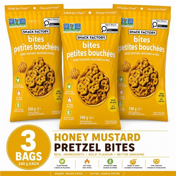 3 SNACK FACTORY HONEY MUSTARD BITES 240G BB 05/26