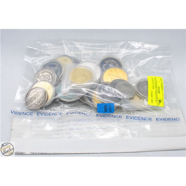 POLICE SEIZURE: LARGE LOT OF ASSORTED COINS/TOKENS