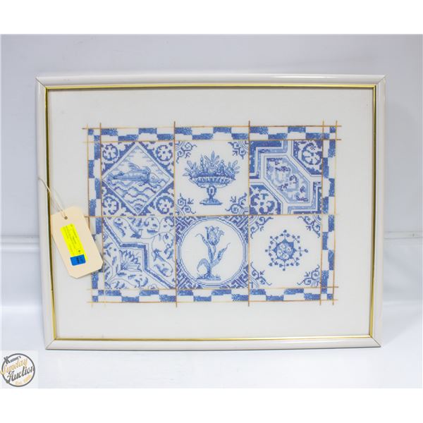VINTAGE FRAMED DUTCH NEEDLEWORK