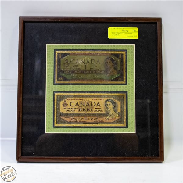 TWO FRAMED CANADA QEII GOLDFOIL