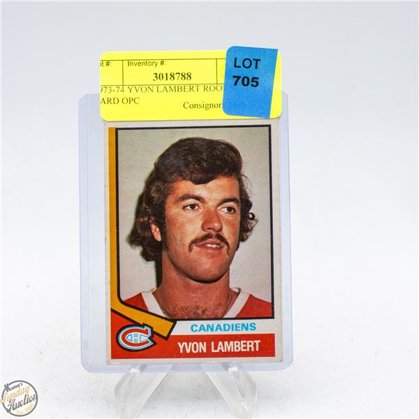 1973-74 YVON LAMBERT ROOKIE CARD OPC