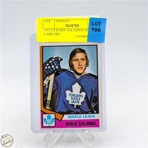 1973-74 BORJE SALAMING ROOKIE CARD OPC