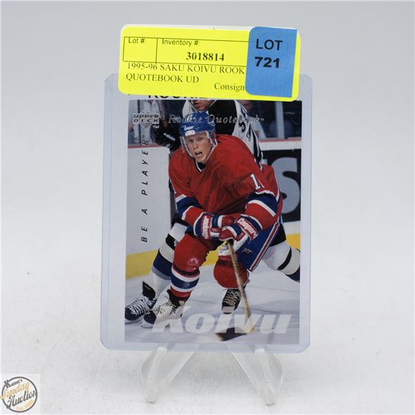 1995-96 SAKU KOIVU ROOKIE QUOTEBOOK UD