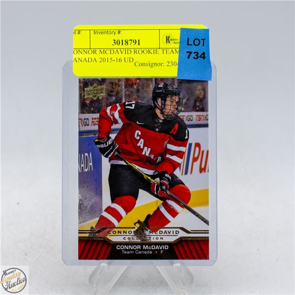 CONNOR MCDAVID ROOKIE TEAM CANADA 2015-16 UD