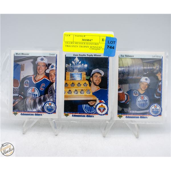 OILERS MESSIER RANFORD TIKKANEN TROPHY WINNERS