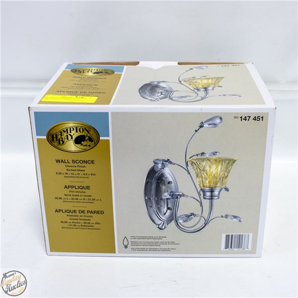 NEW HAMPTON BAY CHROME FINISH SCONCE LIGHT,