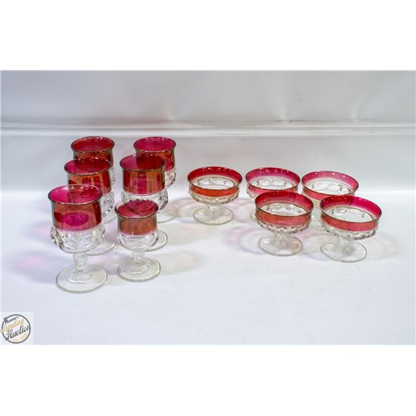 VINTAGE RUBY RED KINGS CROWN ALL TOGETHER-ESTATE