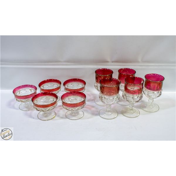 VINTAGE RUBY RED KINGS CROWN ALL TOGETHER-ESTATE