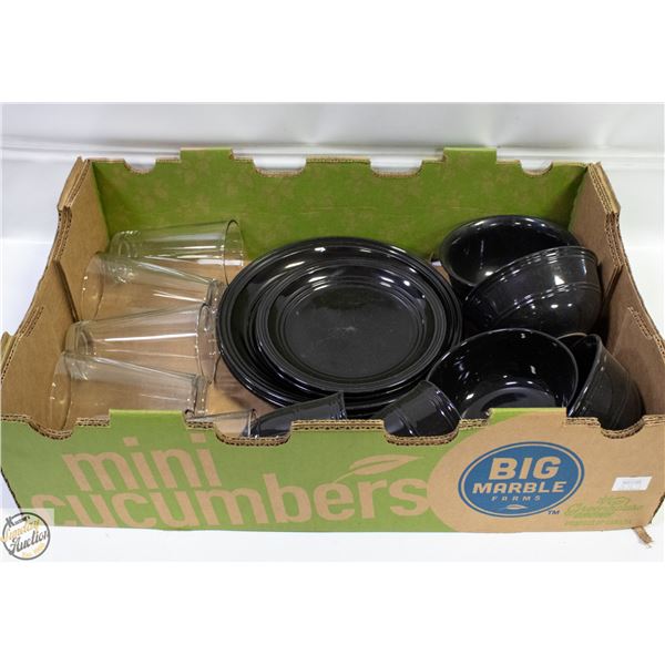 10-PIECE BLACK DISHWARE & CUP SET WITH SET