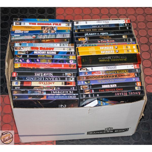 DOUBLE STACKED BOX FULL OF MOVIES ASSTD