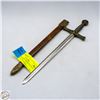 Image 1 : VINTAGE BRASS SWORD LETTER OPENER WITH SHEATH