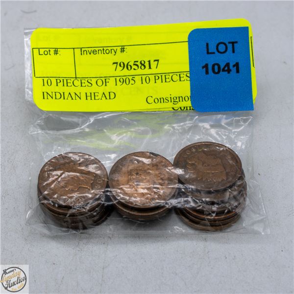 10 PIECES OF 1905 10 PIECES 1902 INDIAN HEAD