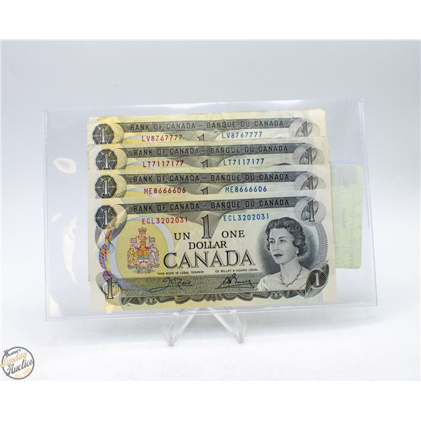 LOT OF 4 - 1973 ODD NUMBERS DOLLAR BILLS