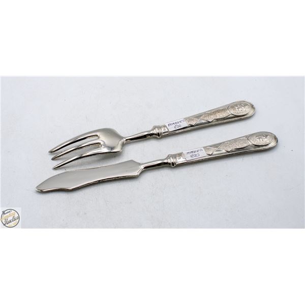 SILVER KNIFE AND FORK MARKED "800"