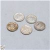 Image 1 : LOT OF 5 - USA 90% SILVER DIMES