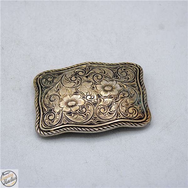 VINTAGE WESTERN STYLE FLORAL BELT BUCKLE