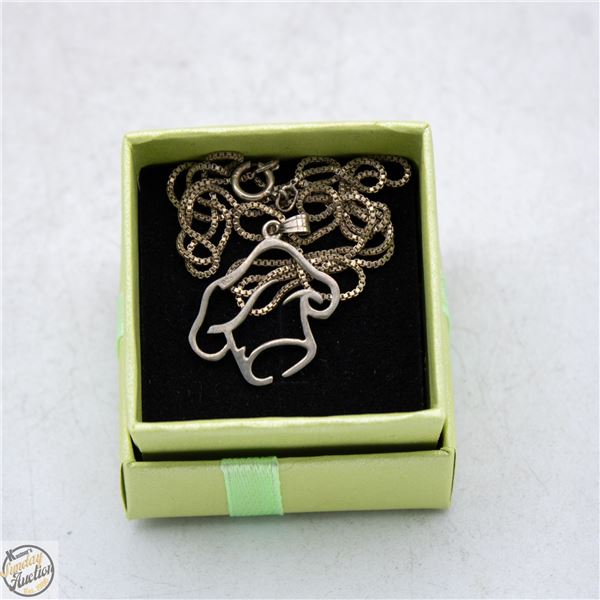 SILVER 925 NECKLACE & PENDANT, 18 INCH LONG