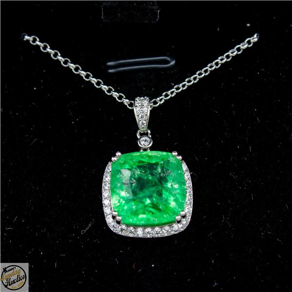 #4440-8.25 CT GREEN EMERALD CUSHION CUT