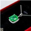 Image 2 : #4440-8.25 CT GREEN EMERALD CUSHION CUT