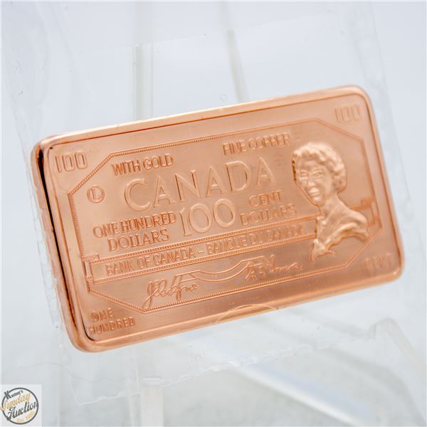 #4445-1 TROY OUNCE .999 COPPER BAR WITH